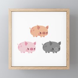 Three grumpy little pigs Framed Mini Art Print