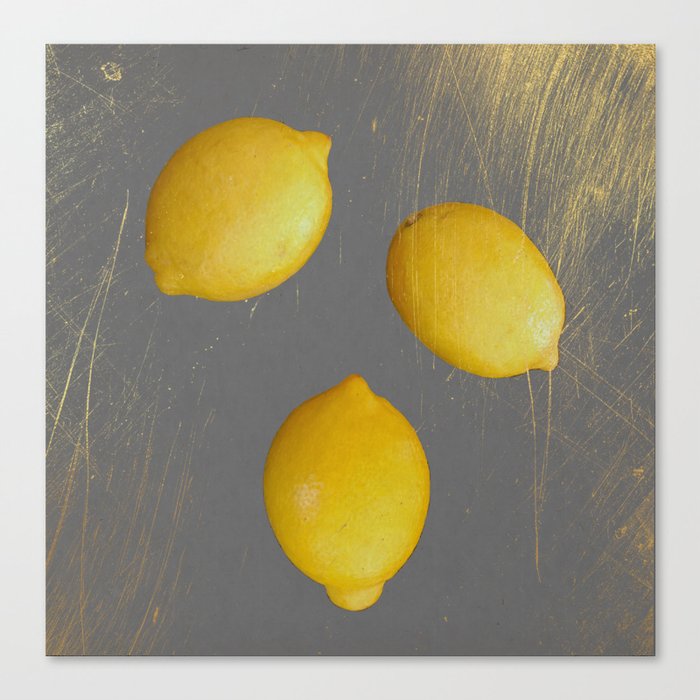 lemons gold patina on gray Canvas Print