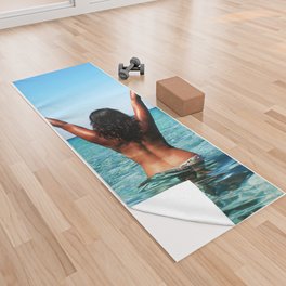 Pretty girl in sea | sexy summer deco Yoga Towel