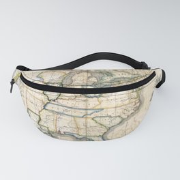 United States-Telegraph stations-1853 vintage pictorial map Fanny Pack