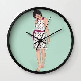 Musical Cherries Pattern- Halter Collar Waist Tie Chiffon Dress Wall Clock