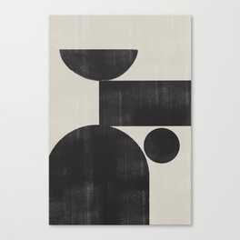 Abstract Black and Beige Geometric No. 1 Canvas Print