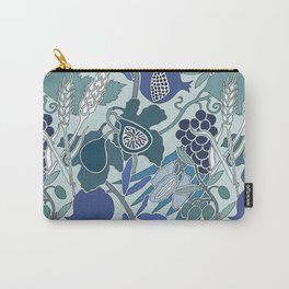 Seven Species Botanical Fruit and Grain in Blue Tones Carry-All Pouch