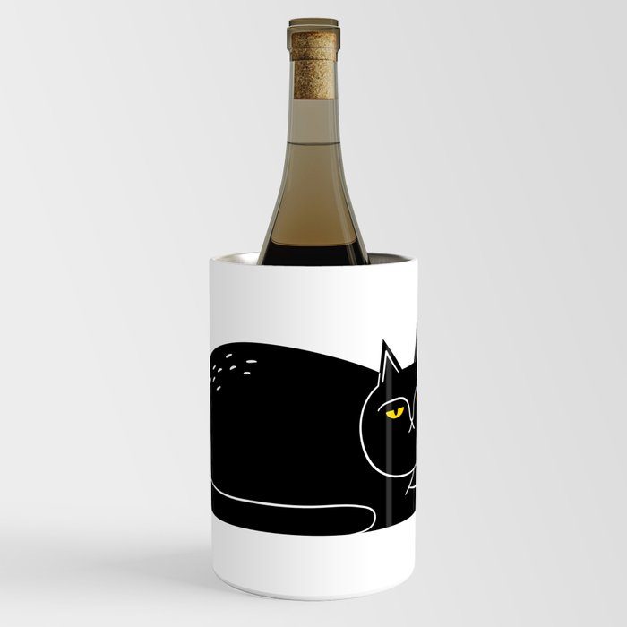 Creepy black cat cartoon animal illustration Wine Chiller