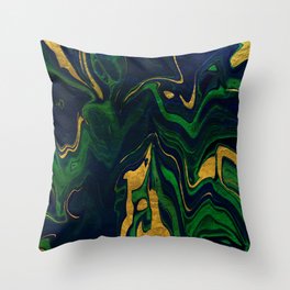 Rhapsody in Blue and Green and Gold Throw Pillow