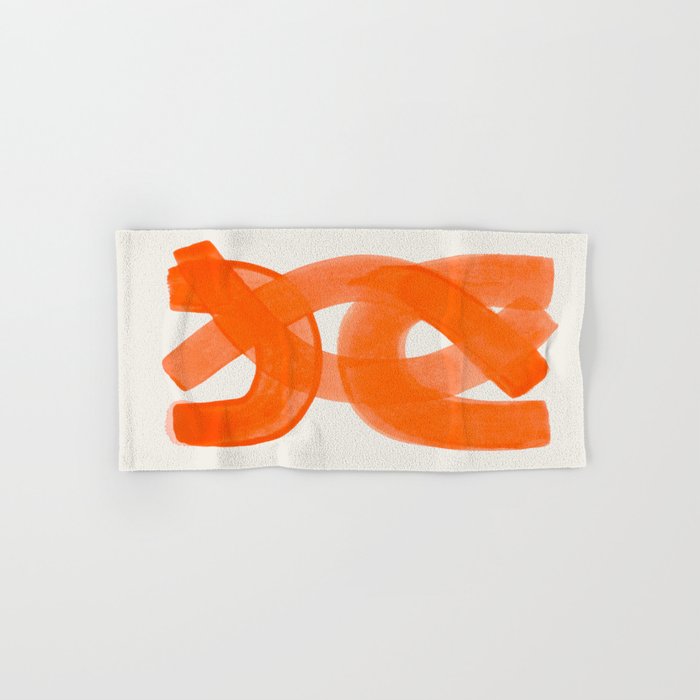 Mid Century Modern Abstract Painting Orange Watercolor Brush