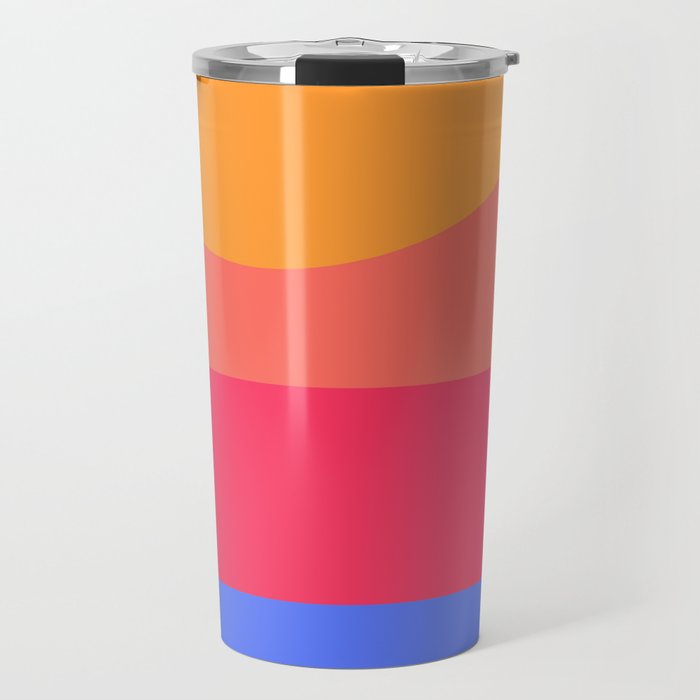 Minimalistic Wave Colorful Retro Art Pattern Design Travel Mug