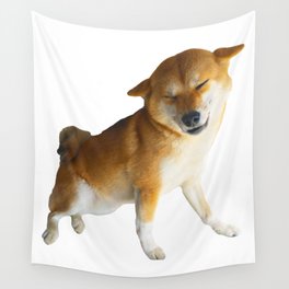 Lilly the Shiba Inu Smiling Airplane Ears Wall Tapestry