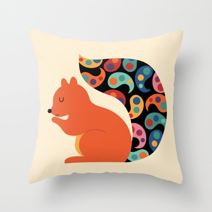 Paisley Squirrel Throw Pillow