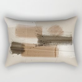 Neutral Color Abstract Brush Strokes Rectangular Pillow