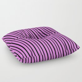 [ Thumbnail: Orchid & Black Colored Striped/Lined Pattern Floor Pillow ]