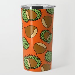 Chestnut and Chestnut Cupule Pattern Travel Mug