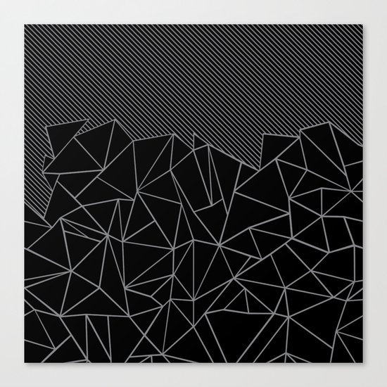 Ab Lines 45 Grey and Black Canvas Print