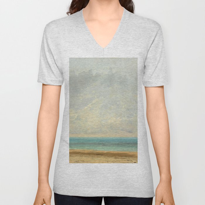 Gustave Courbet "Calm Sea, 1866" V Neck T Shirt