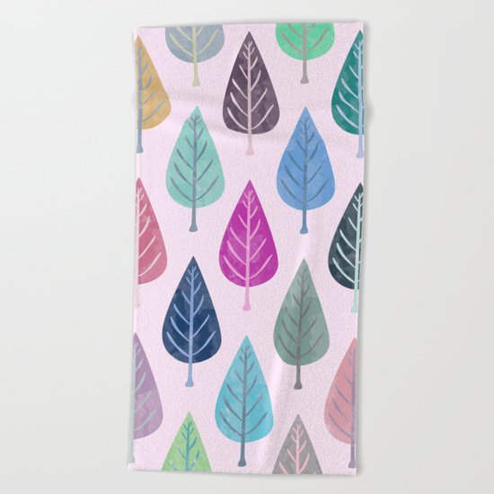 Watercolor Forest Pattern V Beach Towel