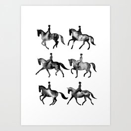 Dressage Horse Silhouettes Art Print