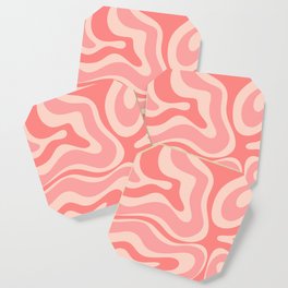 Blush Pink Modern Retro Liquid Swirl Abstract Pattern Square Coaster