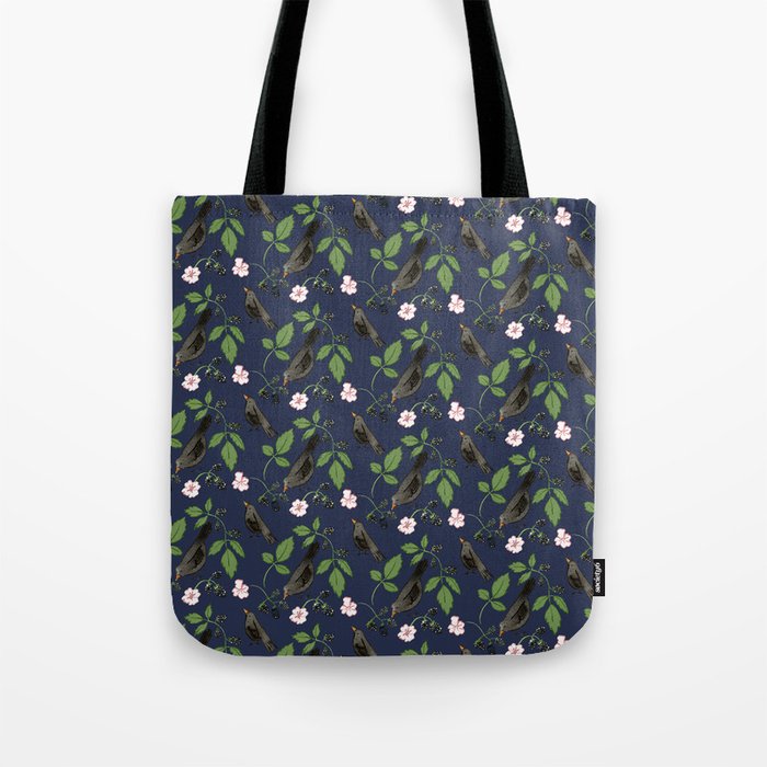 Birds and Blackberries Tote Bag