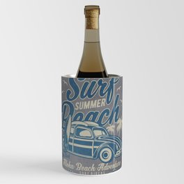 Aloha West Coast Surf Retro Design Teal Grey Wine Chiller