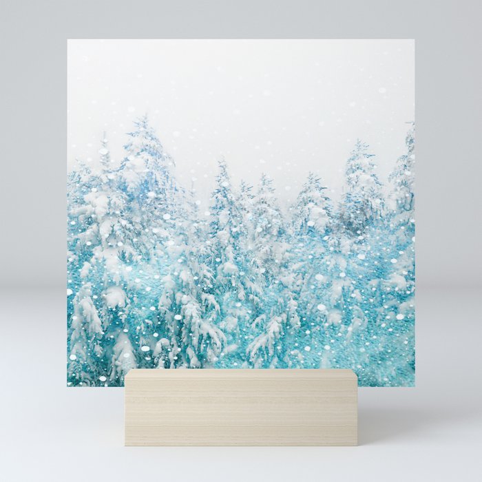 Snowy Pines Mini Art Print