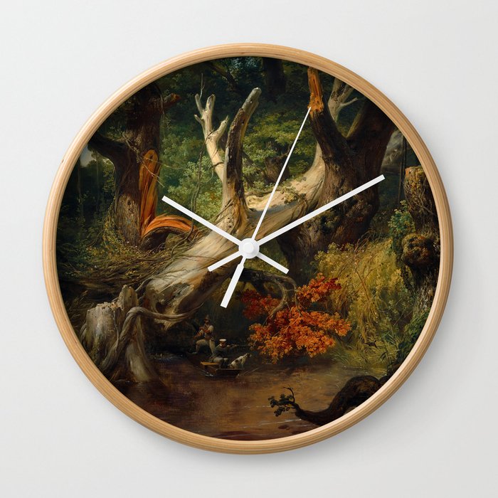 Hunting in the Pontine Marshes, 1833 by Horace Vernet Wall Clock