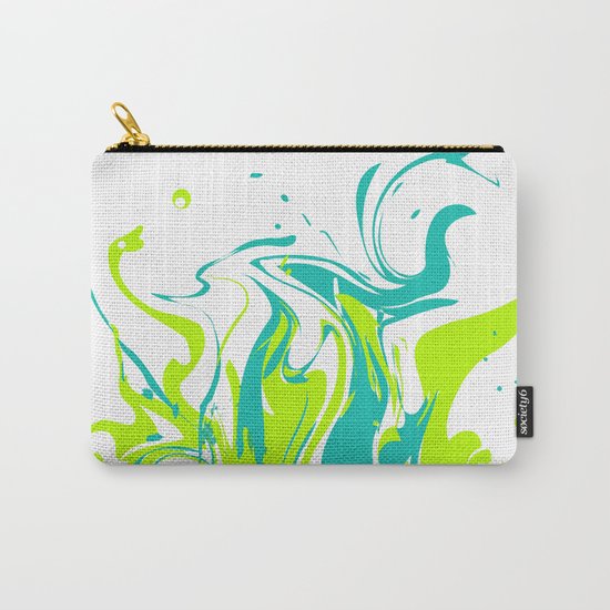 Green with turquoise blue abstraction on white background . Carry-All Pouch