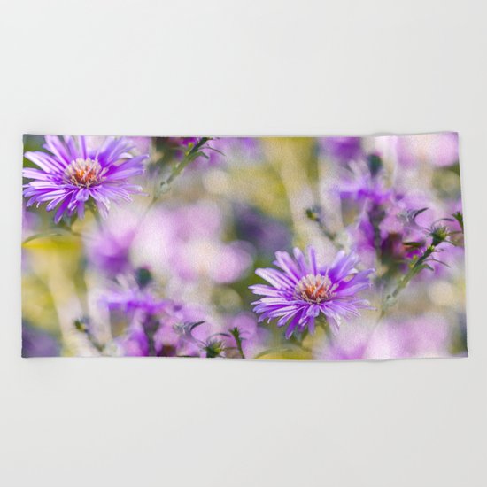 Summer dream - purple flowers - happy and colorful mood Beach Towel