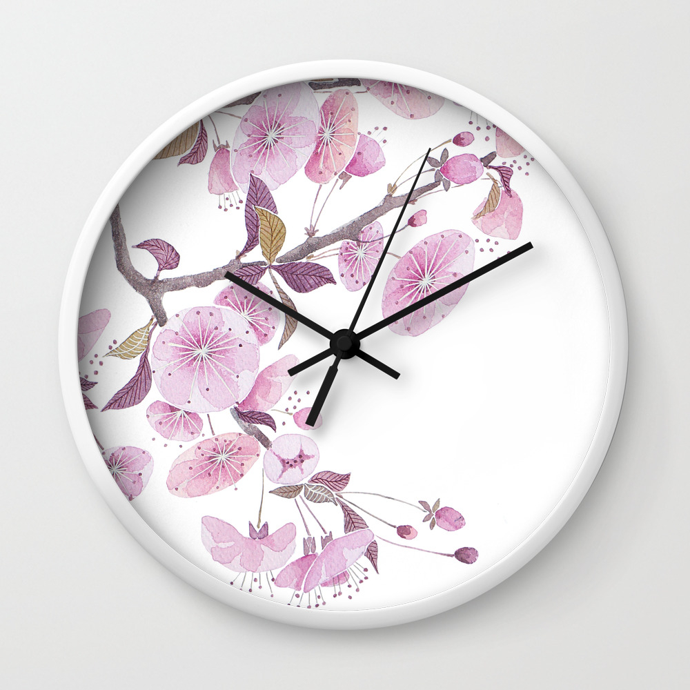 Cherry Blossoms Sakura Flower Decor Watercolor Painting Pink Wall