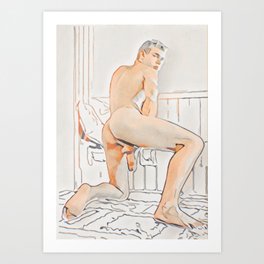 Pay Per View Art Print | Gay Art, Pastel, Ink Pen, Graphite, Gay Culture, Illustration, Sketch, Boys, Curated, Drawing 