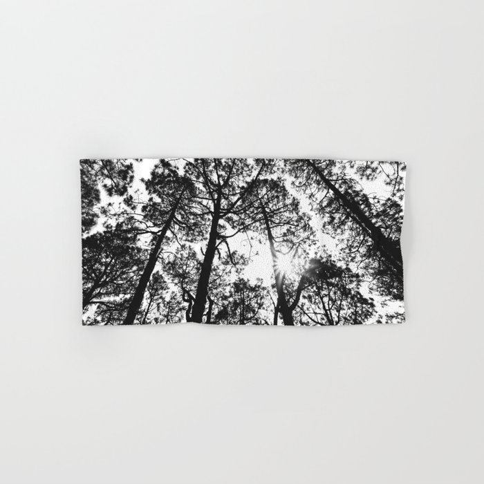 trees, black and white -  Forest landscape photography Hand & Bath Towel