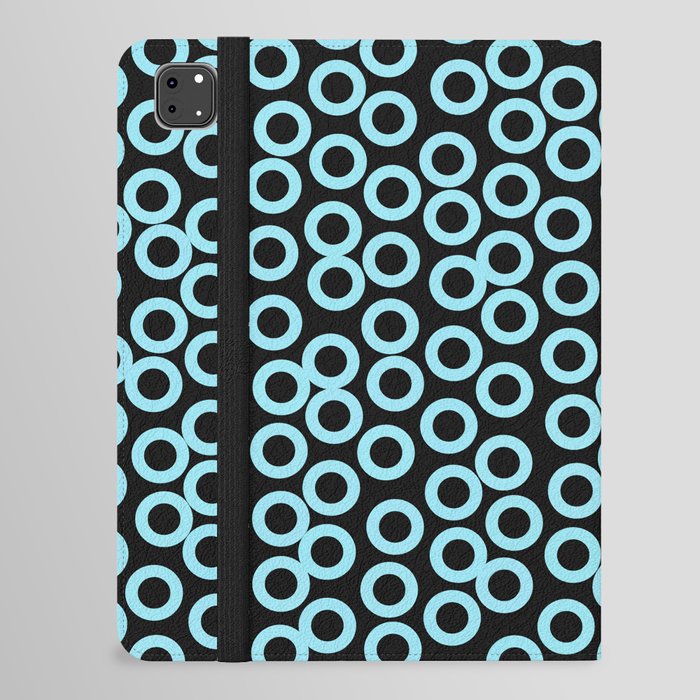 Cute Blue And Black Polka Dot Retro Pattern Background iPad Folio Case