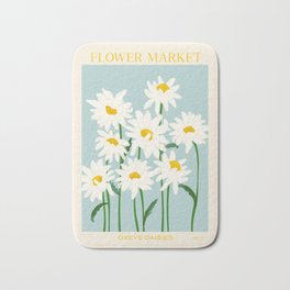 Flower Market - Oxeye daisies Bath Mat | Painting, Abstract, Digital, Illustration, Market, Blue, Botanical, Boho, Floral, Daisy 