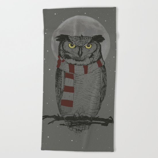 Winter owl Beach Towel