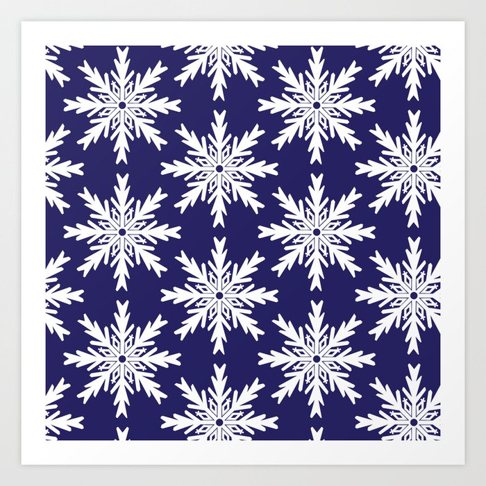 Christmas Snowflakes Blue-Magenta Art Print