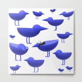 Absent minded and lightheaded Metal Print | Minimalist, 3D, Thinking, Digital, Birds, Flock, Unique, Different, Absentminded, Graphicdesign 