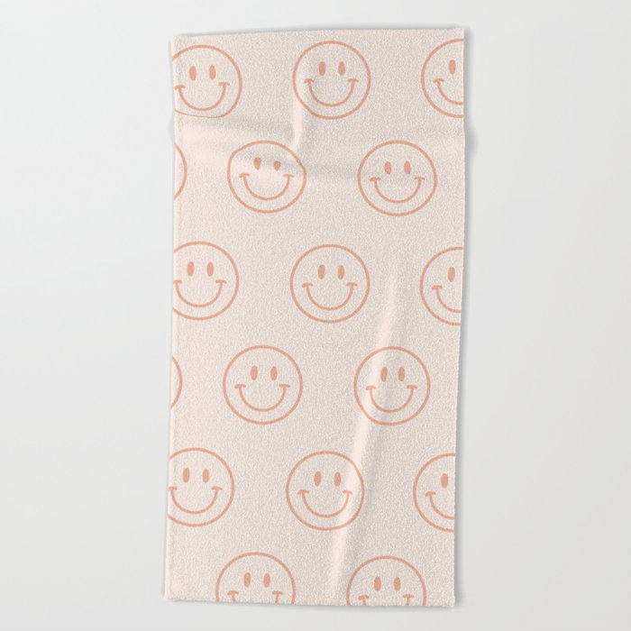 Beige/Peach Smiley Pattern Beach Towel