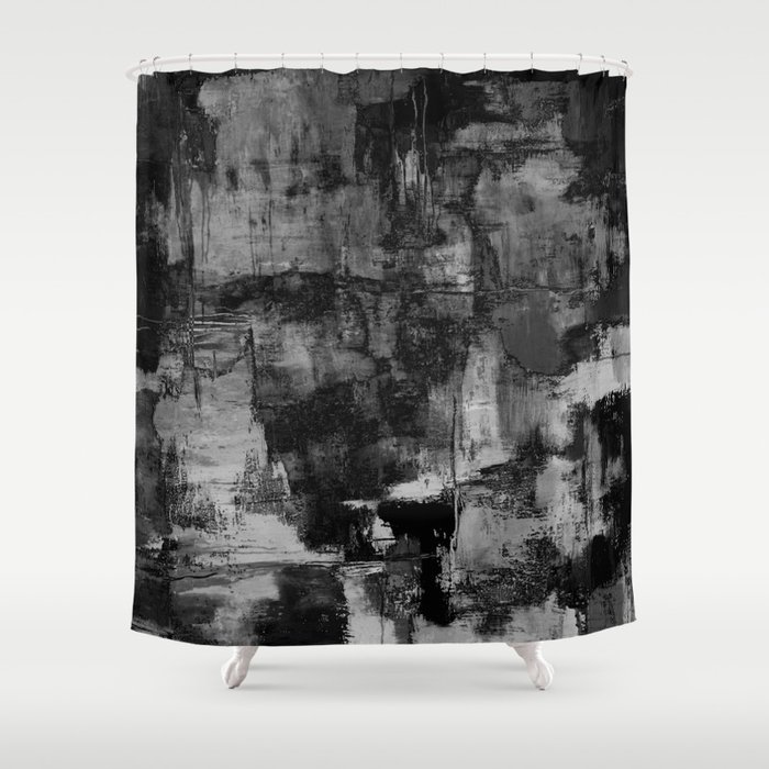 Led Gray Black White And Grey Textured Abstract Shower Curtain