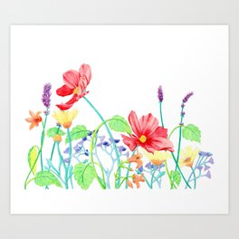Floral Border - Jewel Colours Art Print