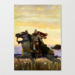 “Sir Lancelot Rides Away with Guinevere” by NC Wyeth Canvas Print