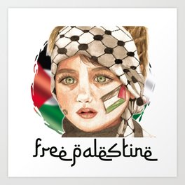 Free Palestine in watercolor Art Print