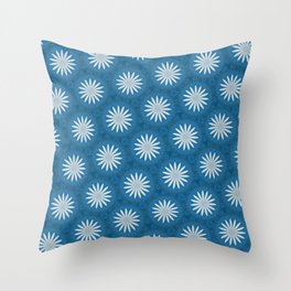 Geometric Daisies on Blue pattern Throw Pillow