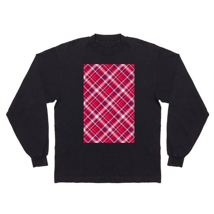 Retro Valentine's tartan texture red burgundy pattern Long Sleeve T Shirt