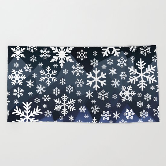 Winter night Beach Towel