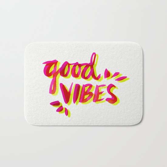 Good Vibes – Pink & Yellow Bath Mat