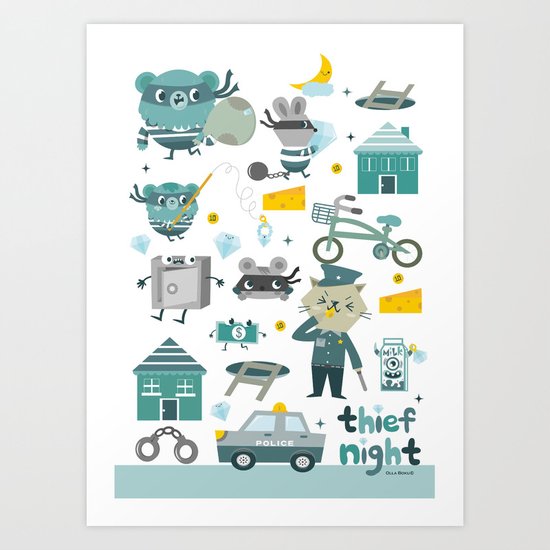 Thief night Art Print