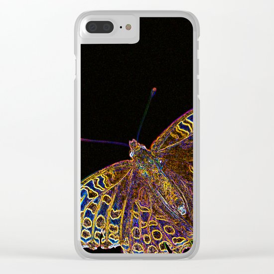 Butterfly on a black background Clear iPhone Case