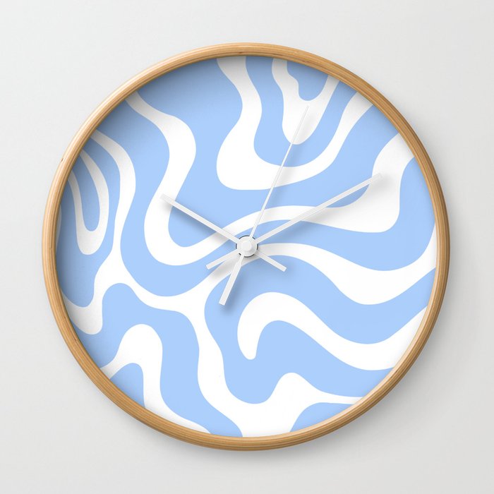 Warped Swirl Marble Pattern (sky blue/white) Wall Clock