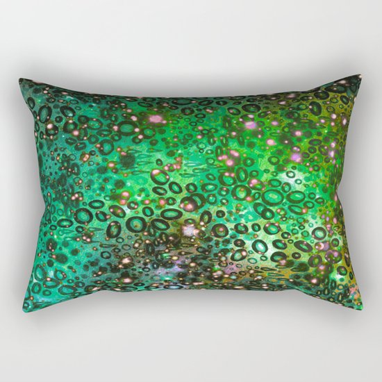 RAINBOW DOTTY OCEAN 3 Green Lime Ombre Space Galaxy Colorful Polka Dot Bubbles Abstract Painting Art Rectangular Pillow