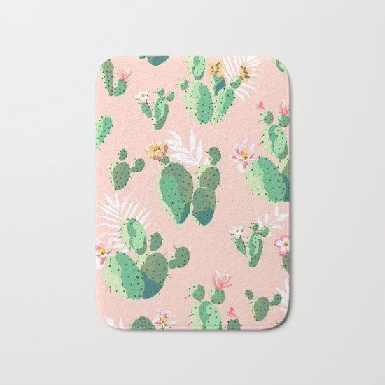 Vintage Cactus Pattern Bath Mat