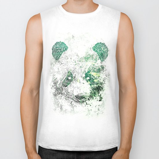 Green Panda Bear Biker Tank